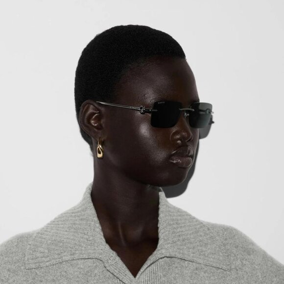 ?️ New Gucci GG1703S 001 Sunglasses - Ruthenium Frame, Grey Lenses main image 5